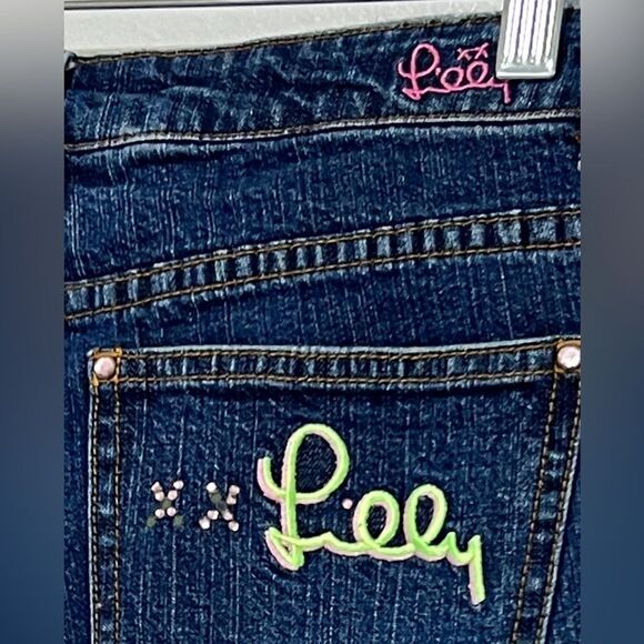 Vintage White Label Lilly Pulitzer Embroidered Signature Jeans 8 Bootcut - Picture 5 of 8